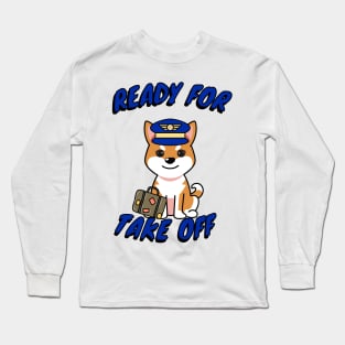 Cute Orange dog is a pilot Long Sleeve T-Shirt